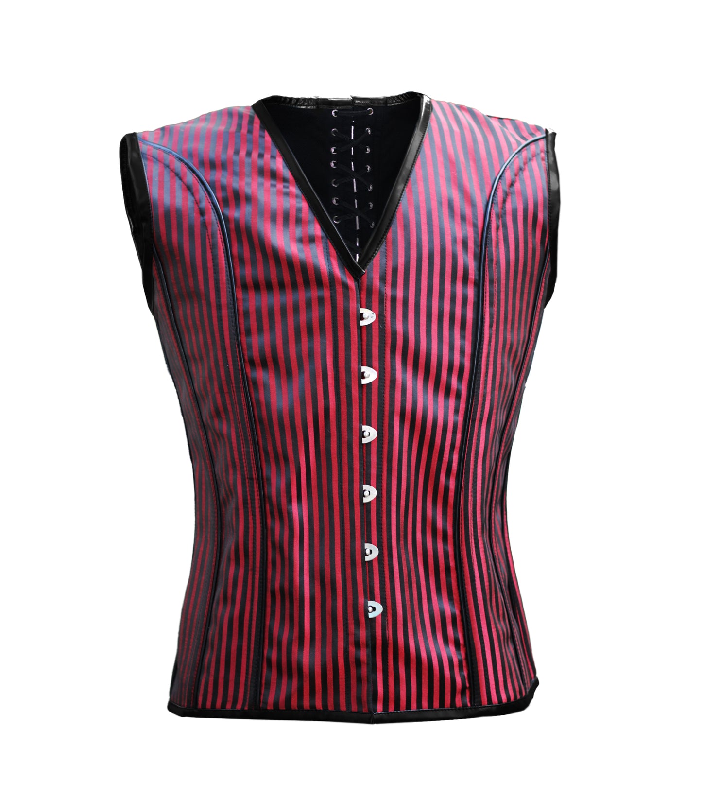 Red Strip 600 Brocade Waist Reducing Overbust Men's Corset