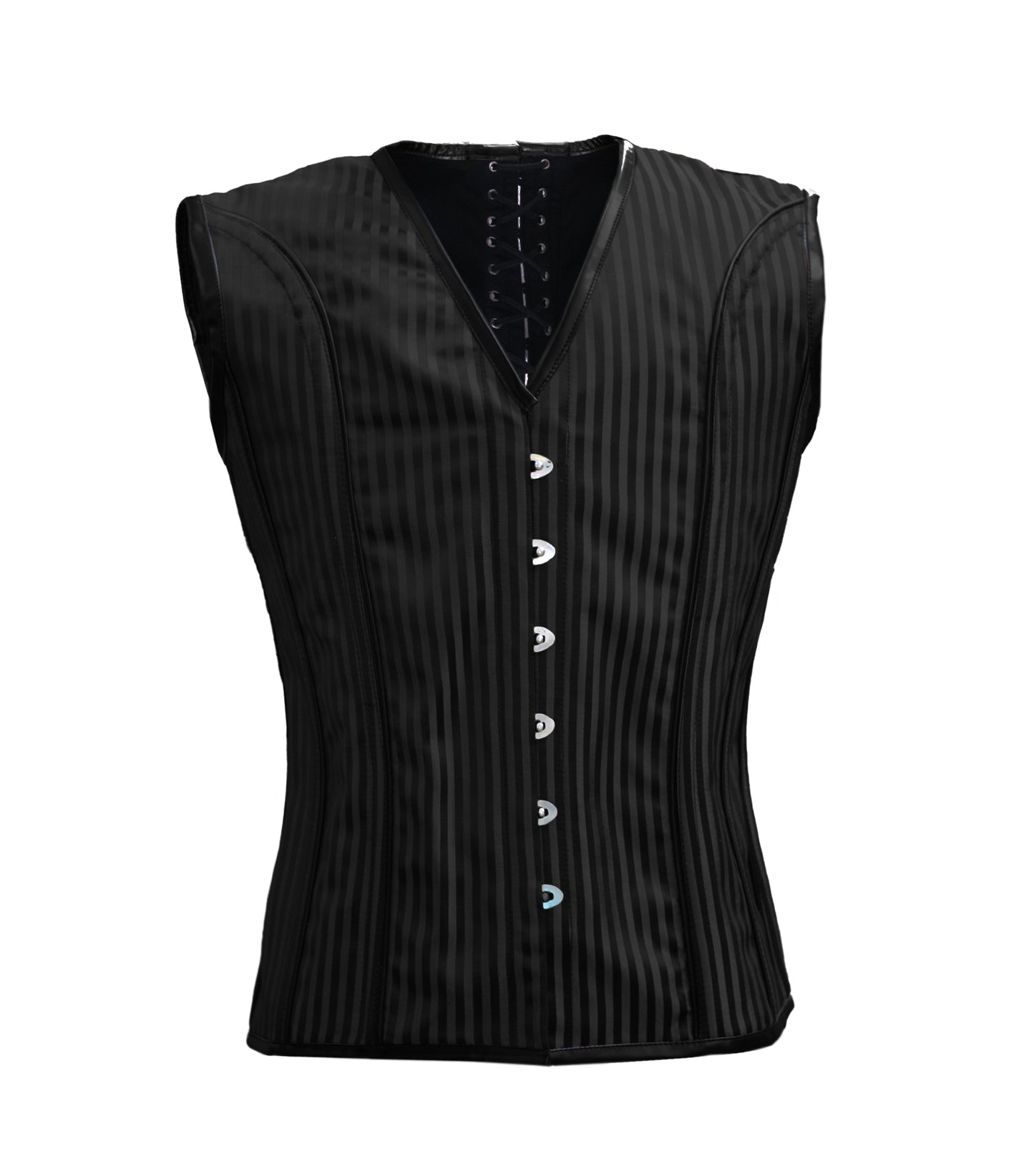 Black Strip 600 Brocade Waist Reducing Overbust Men's Corset