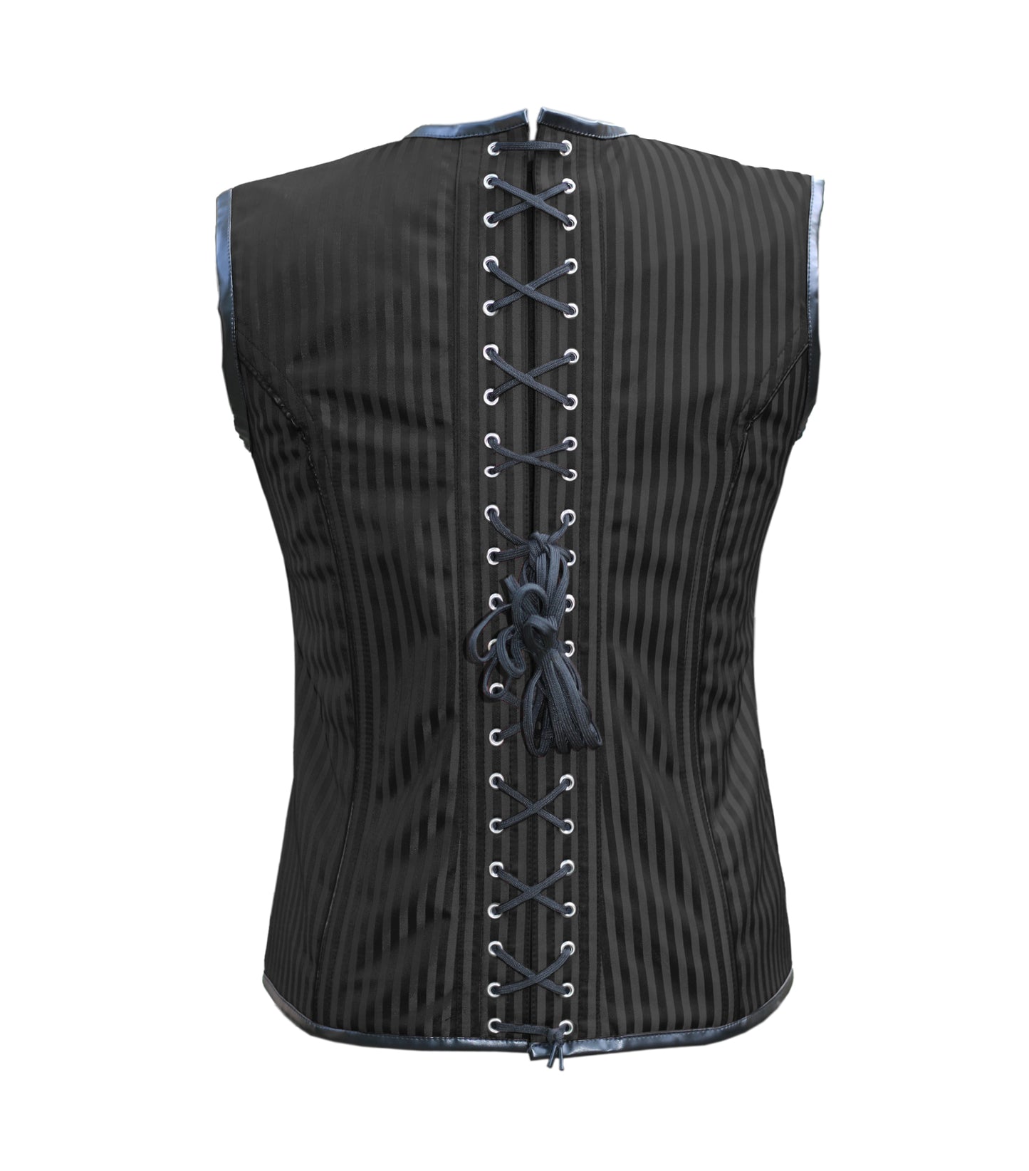 Black Blue Strip 600 Brocade Waist Reducing Overbust Men's Corset