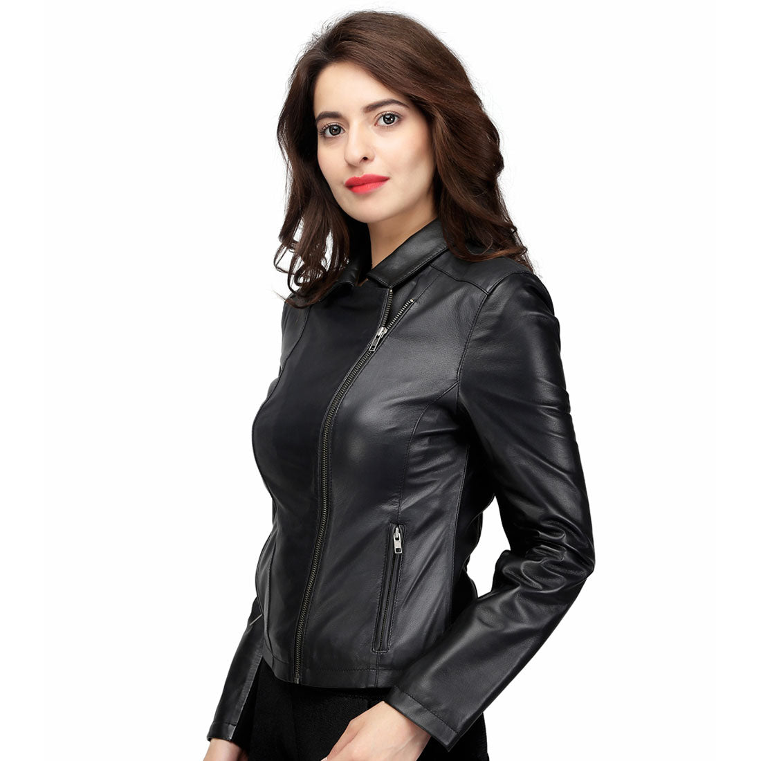 Evan Black Women's Sheep Napa Genuine Leather Jacket - Corset Revolution
