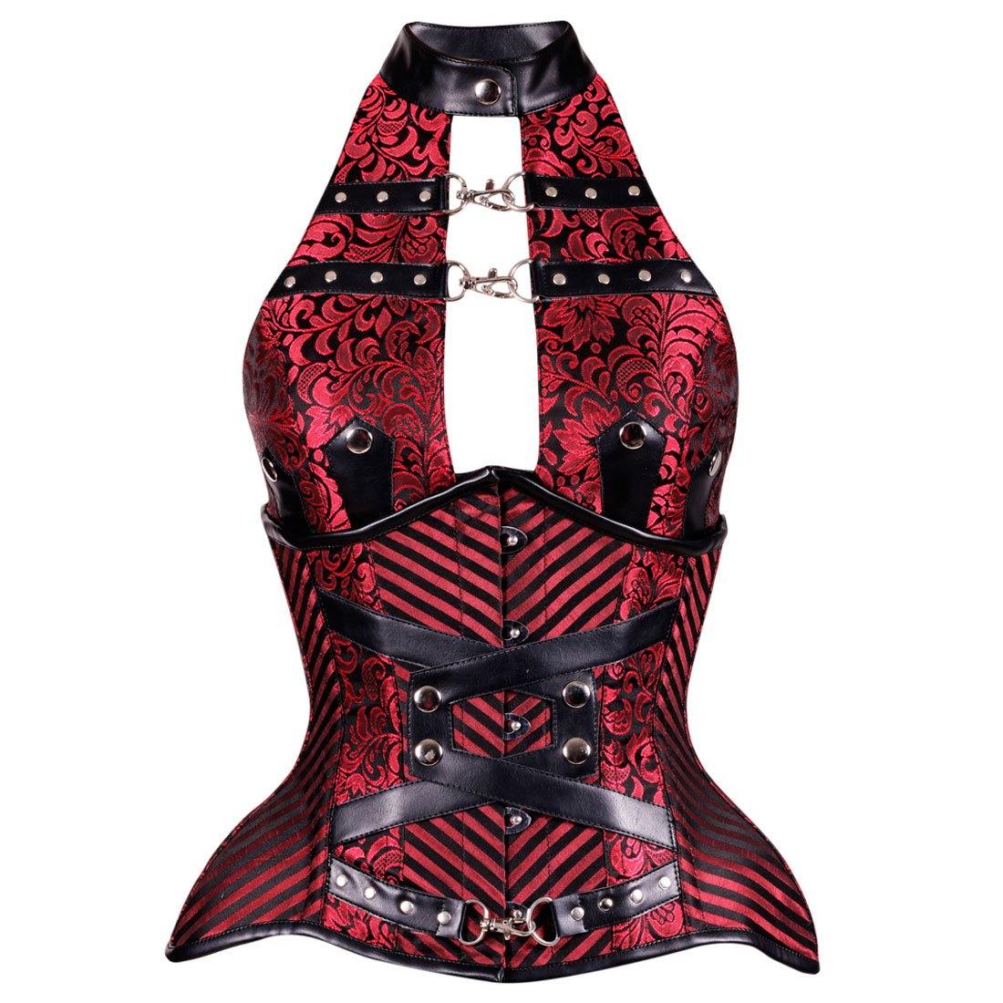 Sandra Gothic Punk Underbust Corset with Halter Bustier - Corset Revolution