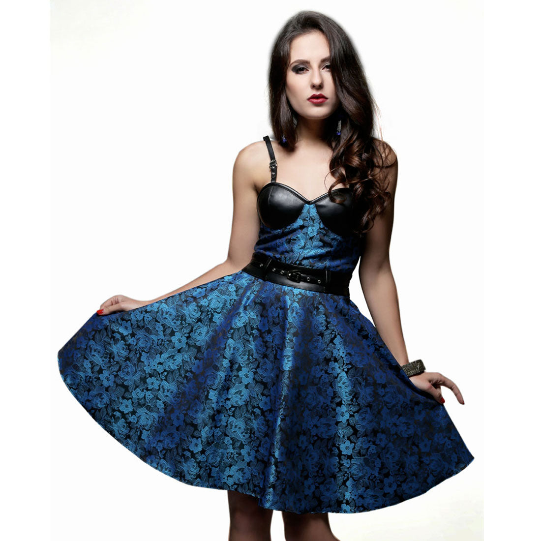 Lissandra Turquoise Black Bustier Dress - Corset Revolution