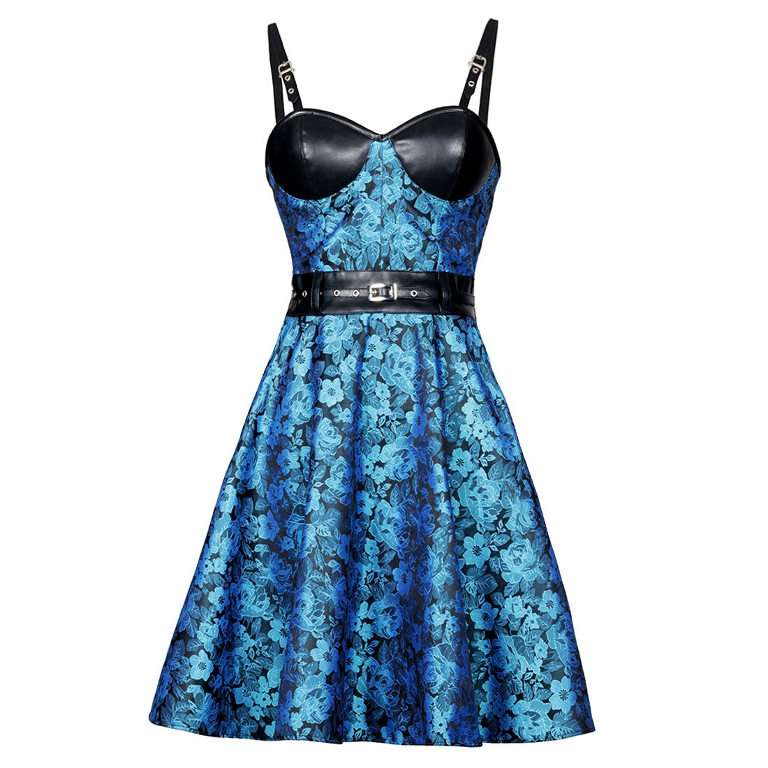 Lissandra Turquoise Black Bustier Dress - Corset Revolution