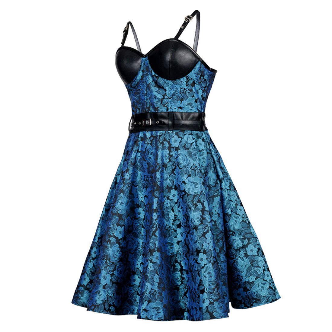 Lissandra Turquoise Black Bustier Dress - Corset Revolution