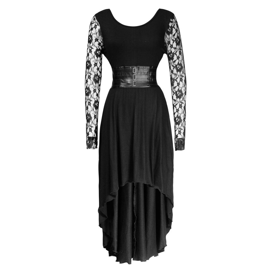 Jacquie Black Round Neck Gothic Dress - Corset Revolution