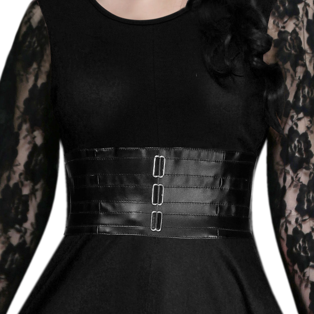 Jacquie Black Round Neck Gothic Dress - Corset Revolution