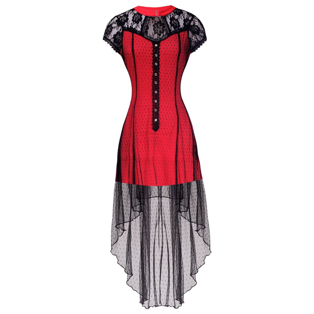 Basilic Kneelength Asymmetrical Mesh Dress - Corset Revolution