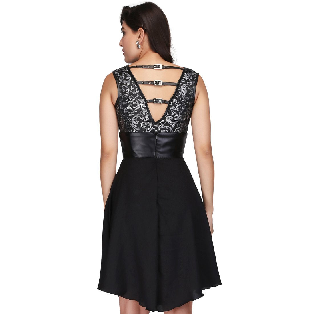 Black Silver Women's Gothic Dress - Corset Revolution