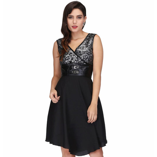 Black Silver Women's Gothic Dress - Corset Revolution