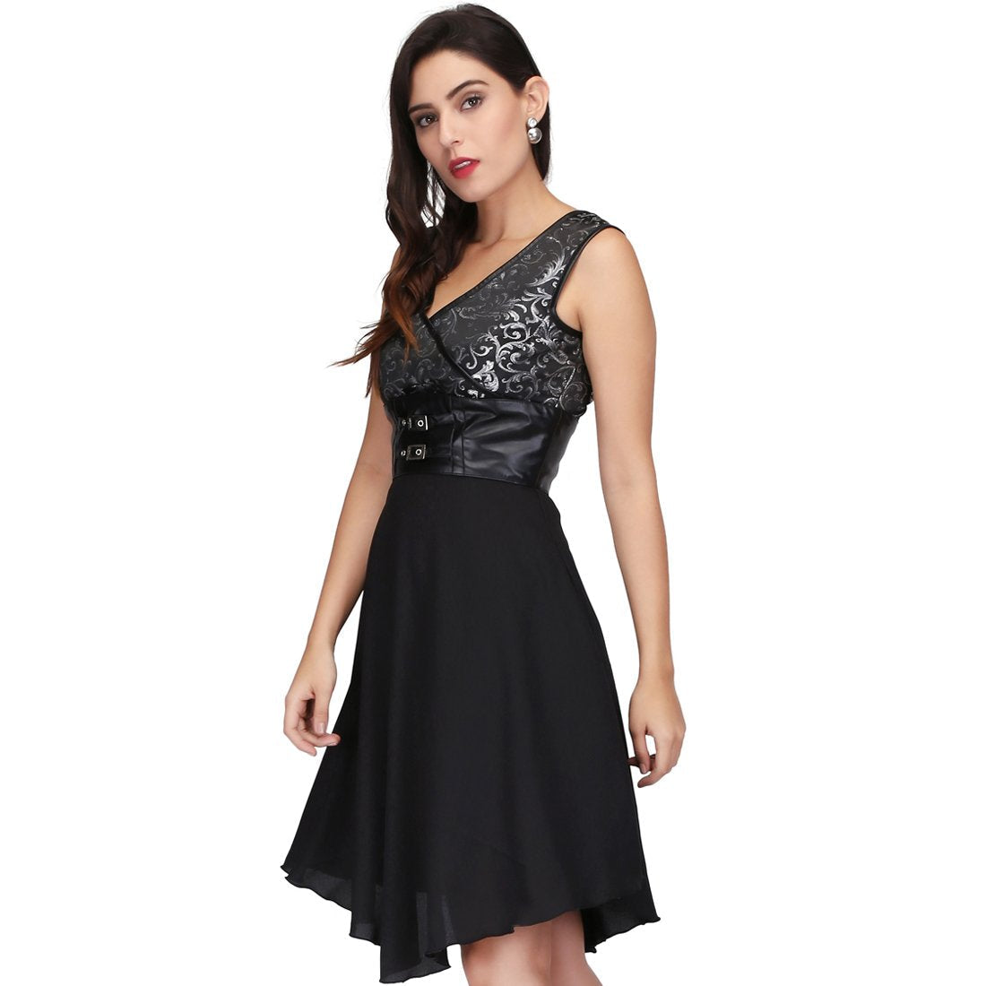 Black Silver Women's Gothic Dress - Corset Revolution