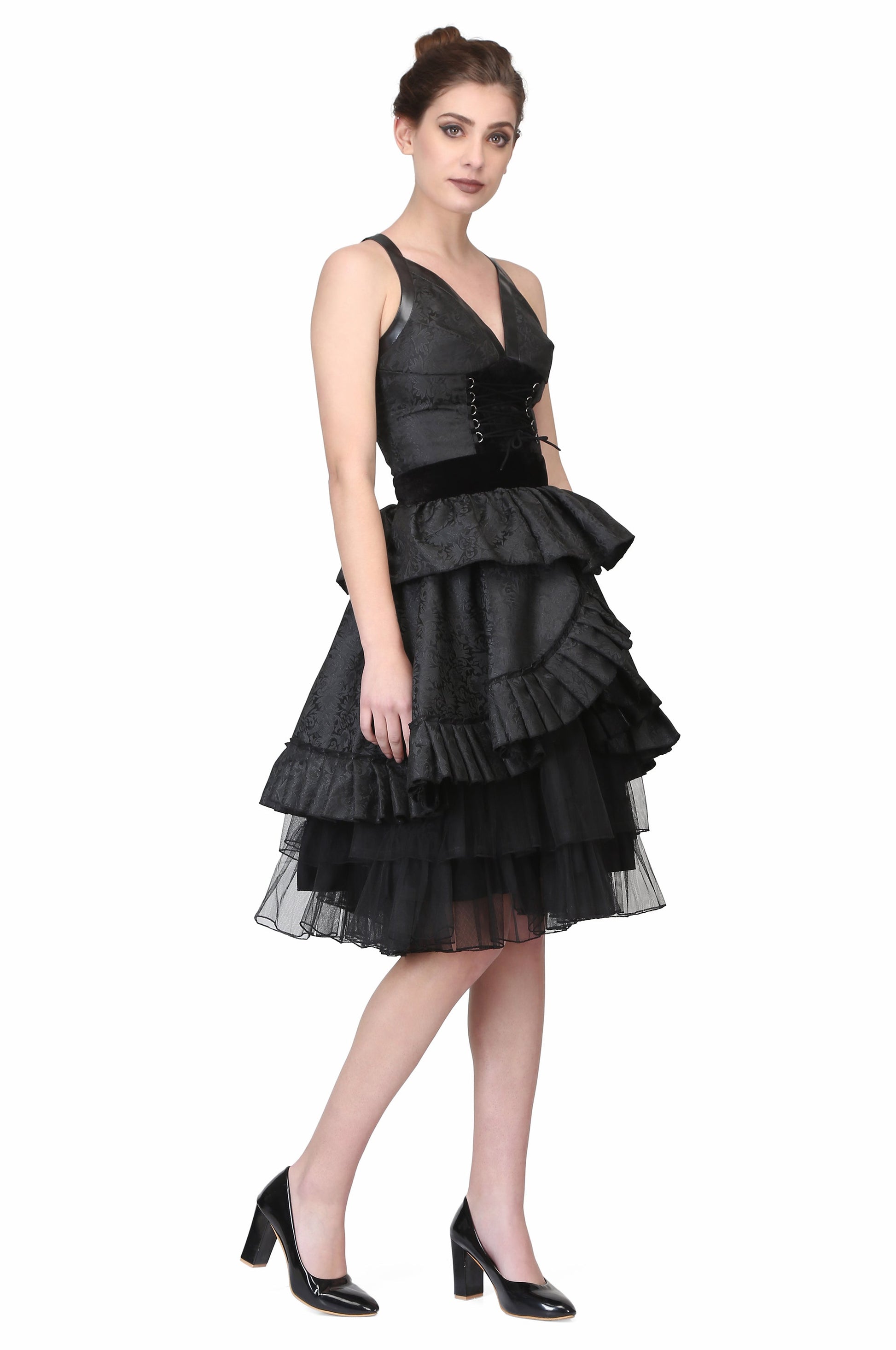 Black Brocade Gothic Dress - Corset Revolution