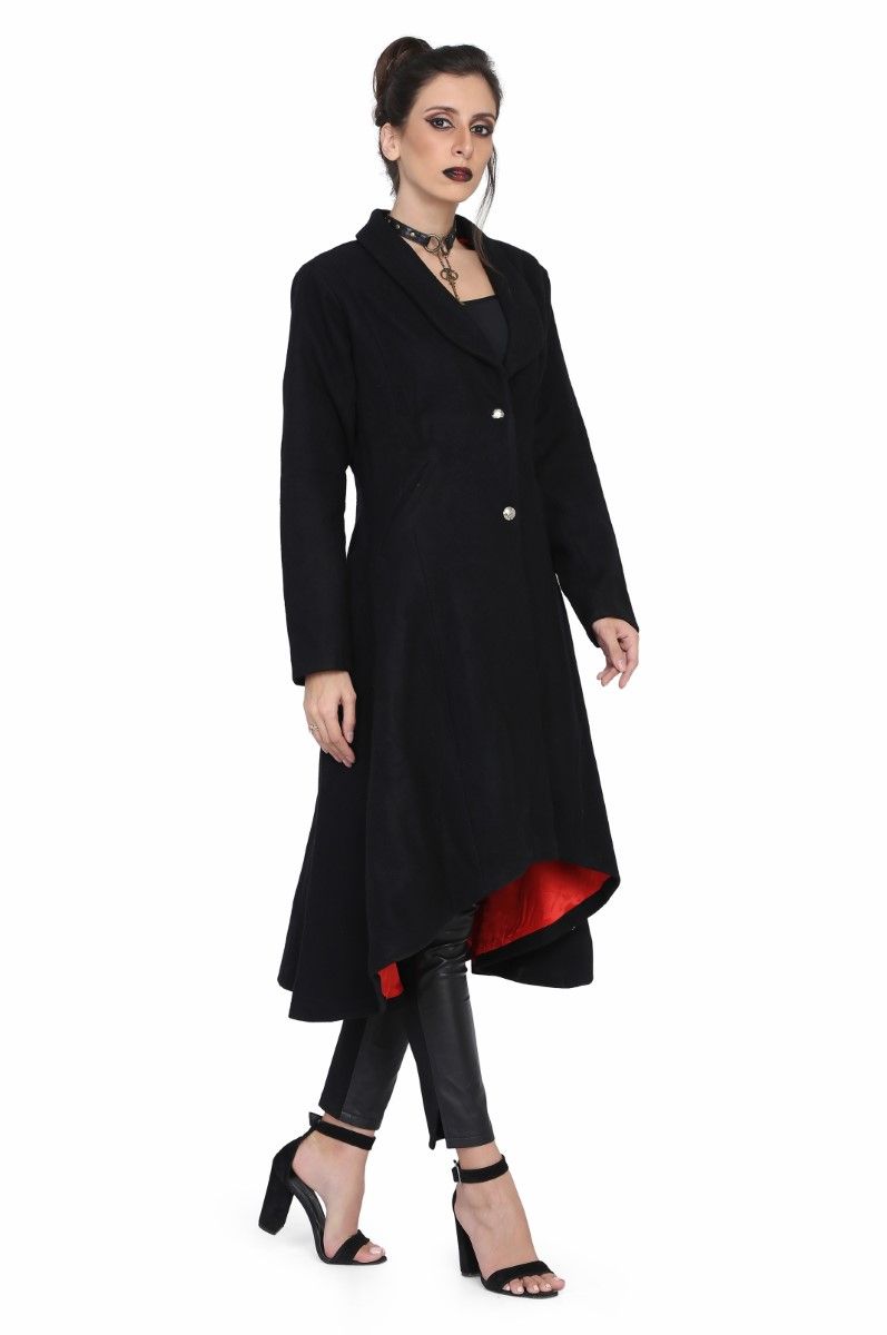 Ladies black long coat Easto Garments