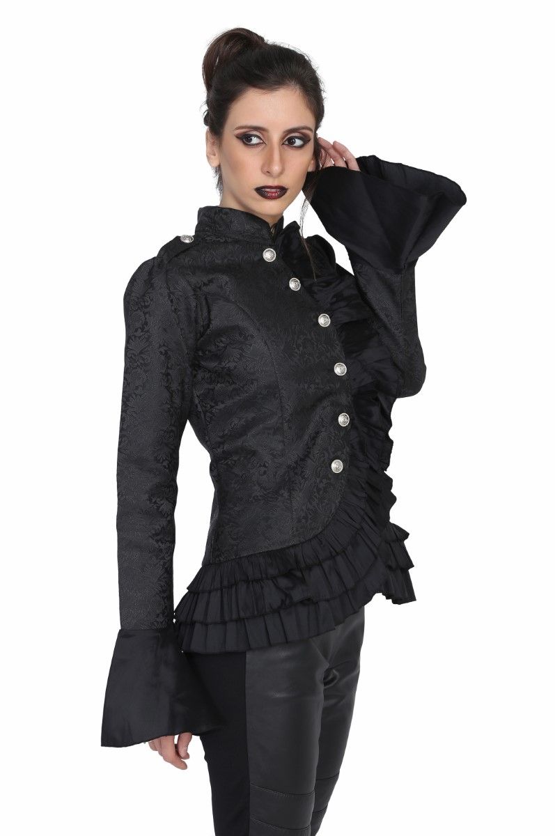 Black Brocade Stylish Jacket- Wholesale Easto Garments