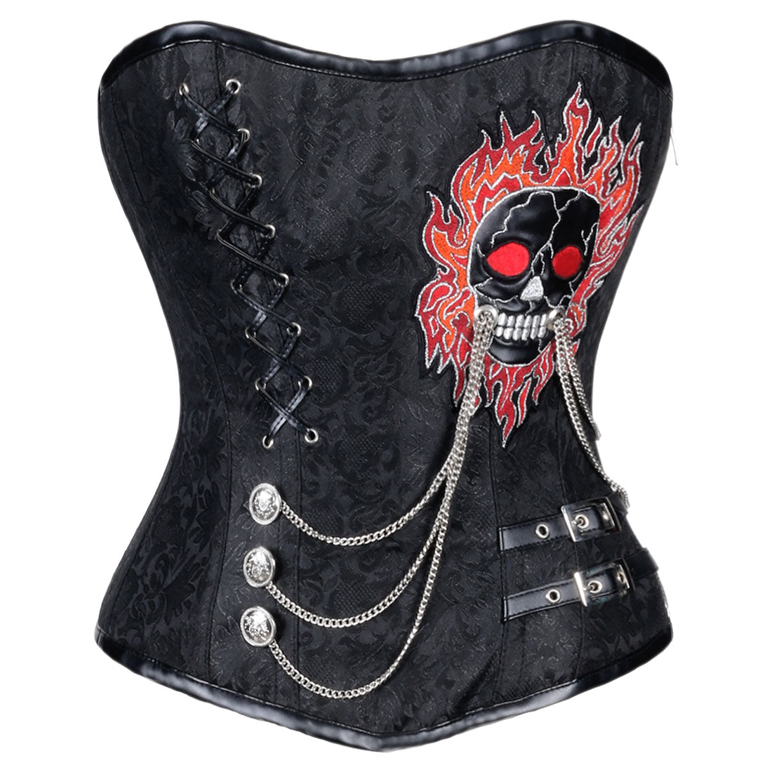 Skull embroidered gothic overbust corset Easto Garments
