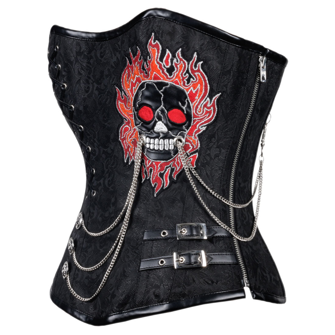 Skull embroidered gothic overbust corset Easto Garments