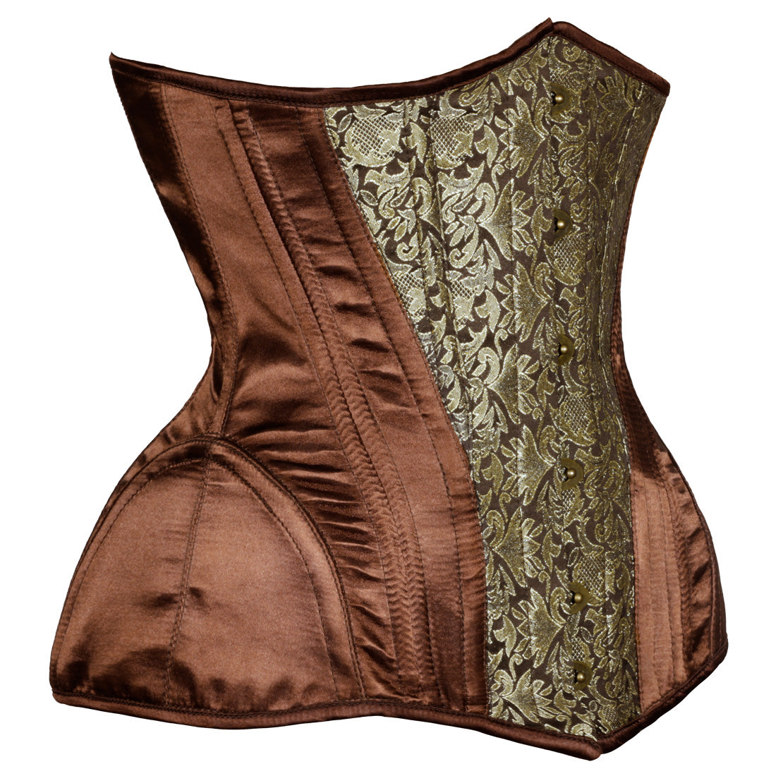 Vashti Brown/Golden Classy Underbust Satin Corset - Corset Revolution
