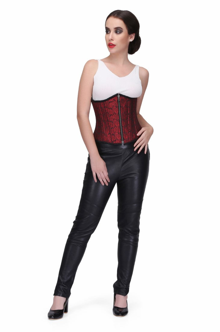 Sallivc Maroon Authentic Steel Boned Reversible Waist Training Underbust Corset - Corset Revolution