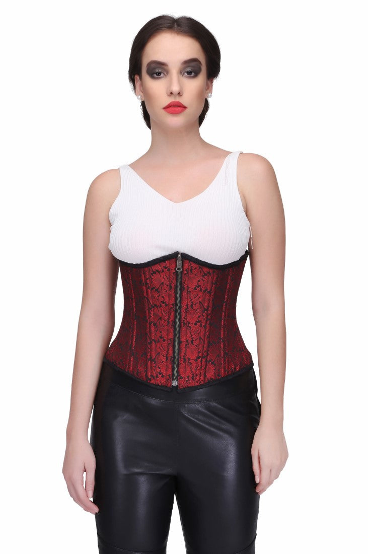 Sallivc Maroon Authentic Steel Boned Reversible Waist Training Underbust Corset - Corset Revolution