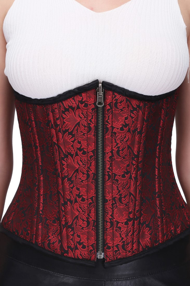 Sallivc Maroon Authentic Steel Boned Reversible Waist Training Underbust Corset - Corset Revolution