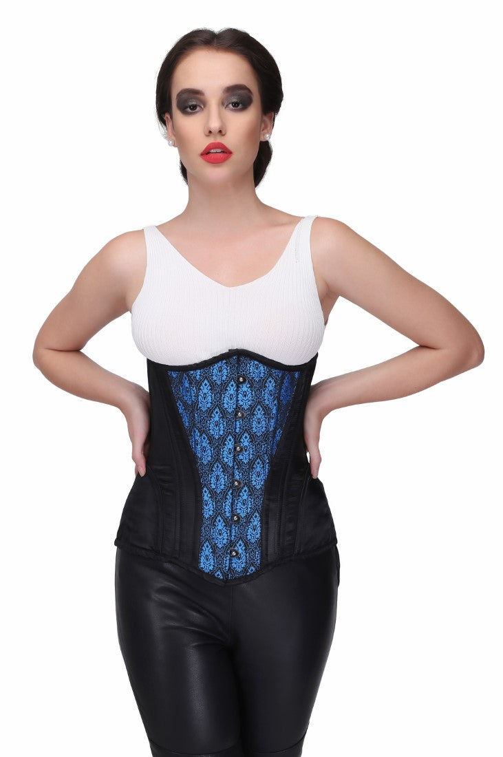 Lilly Turquoise Classy Underbust Satin Corset - Corset Revolution