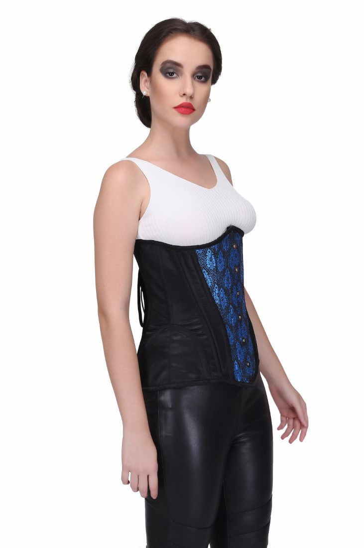 Lilly Turquoise Classy Underbust Satin Corset - Corset Revolution