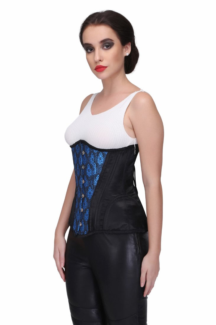 Lilly Turquoise Classy Underbust Satin Corset - Corset Revolution