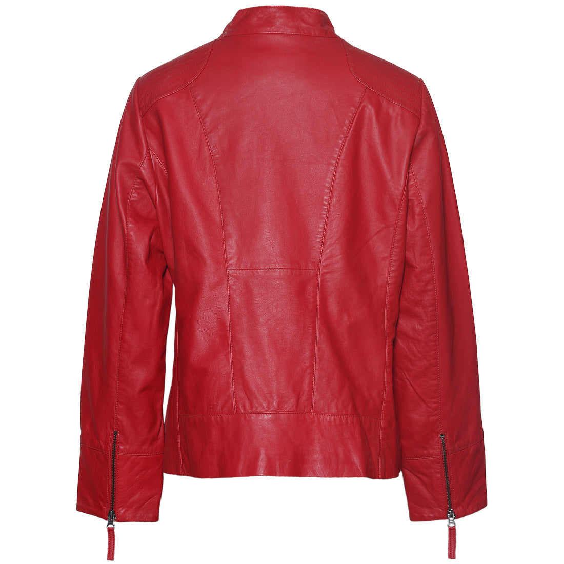 Women’s Red Genuine Leather Crop Bomber jacket - Corset Revolution