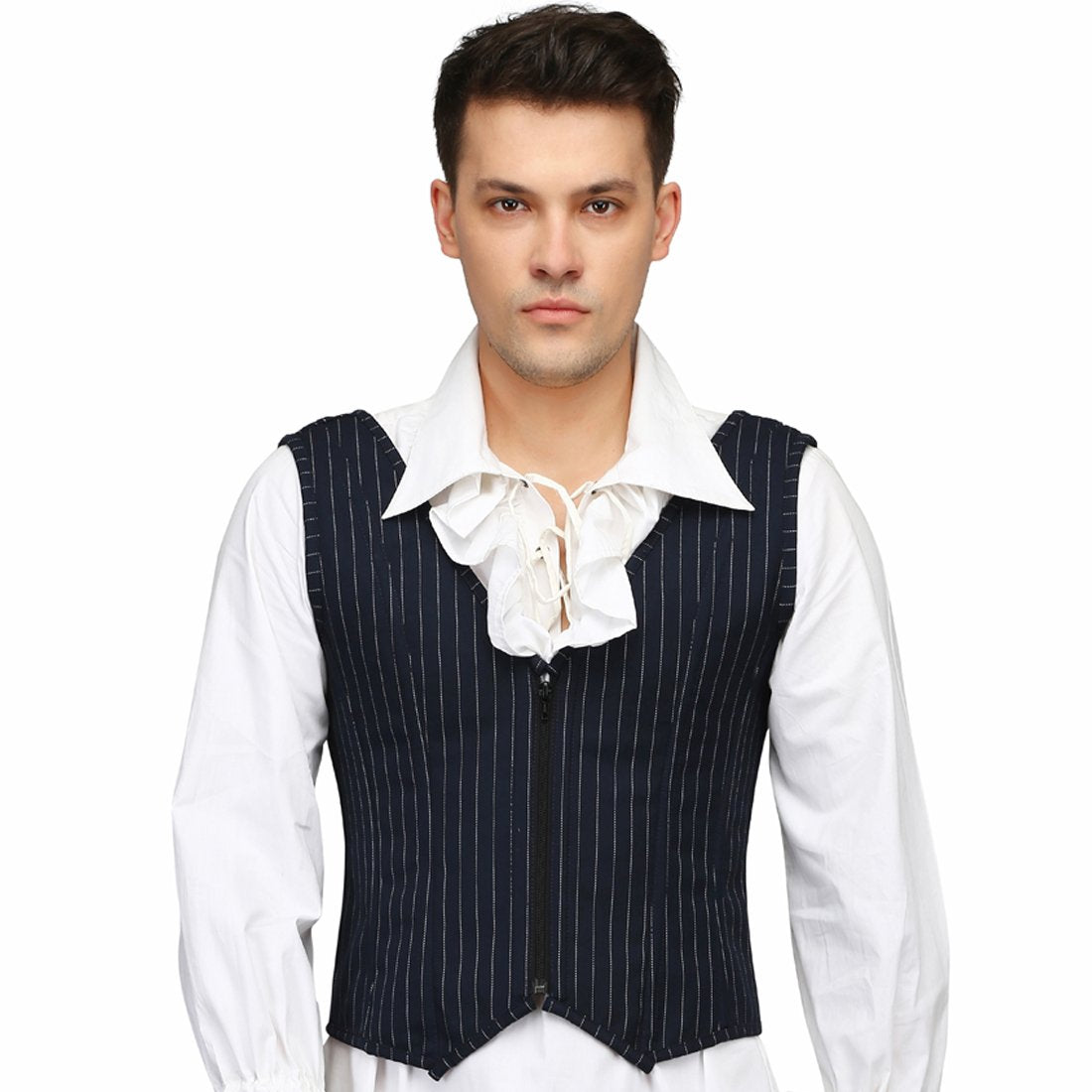 Blue Pin Strap Men's Overbust Corset - Corset Revolution