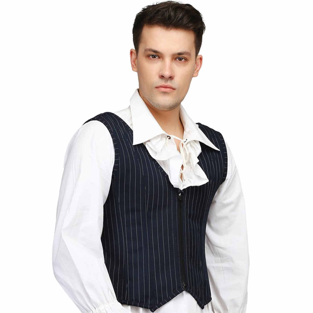 Blue Pin Strap Men's Overbust Corset - Corset Revolution