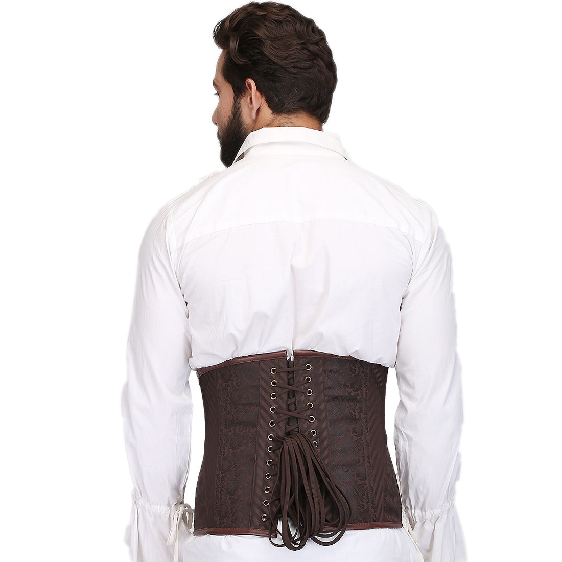 Tiamat Brown Steel Boned Waist Reducing Underbust Men's Corset - Corset Revolution