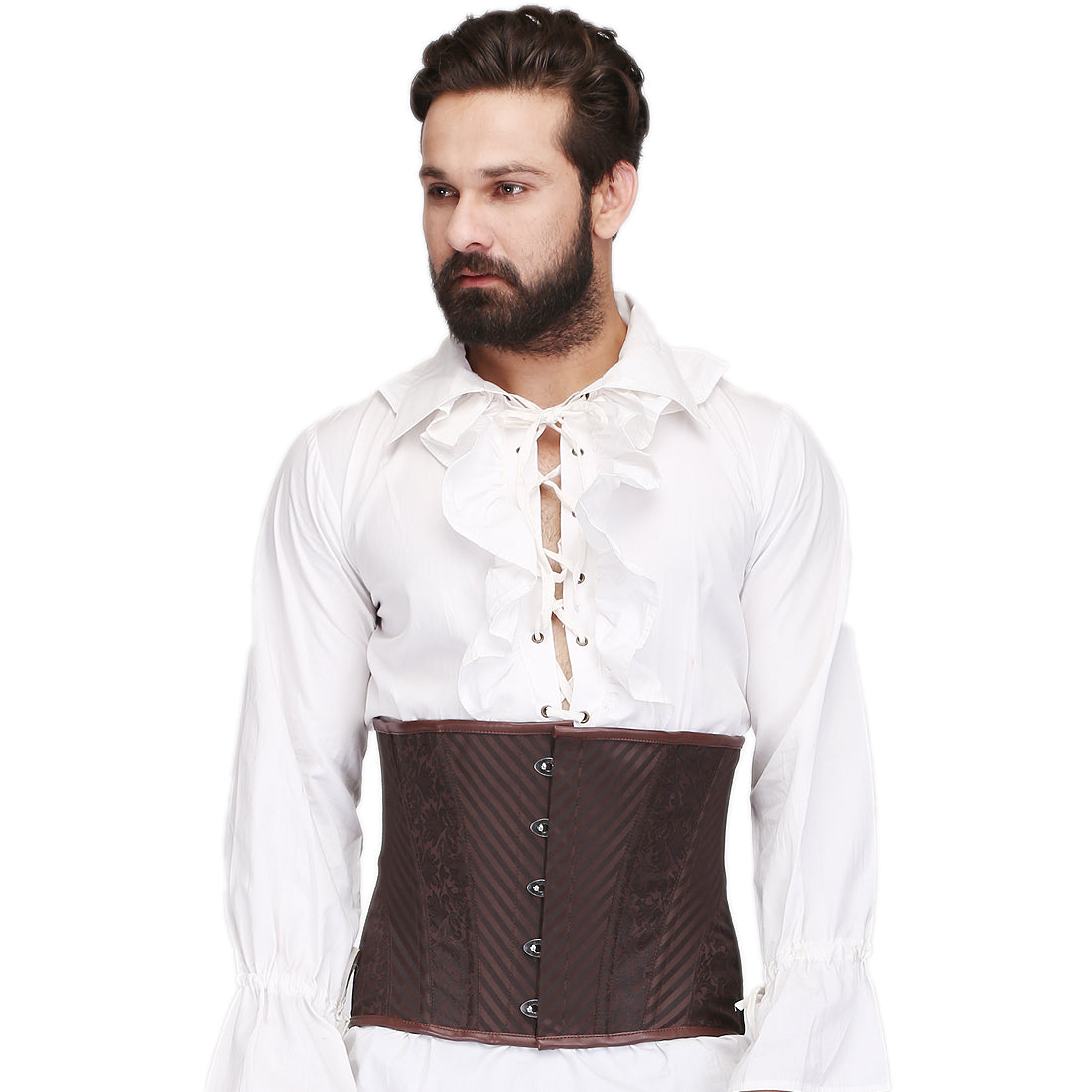 Tiamat Brown Steel Boned Waist Reducing Underbust Men's Corset - Corset Revolution