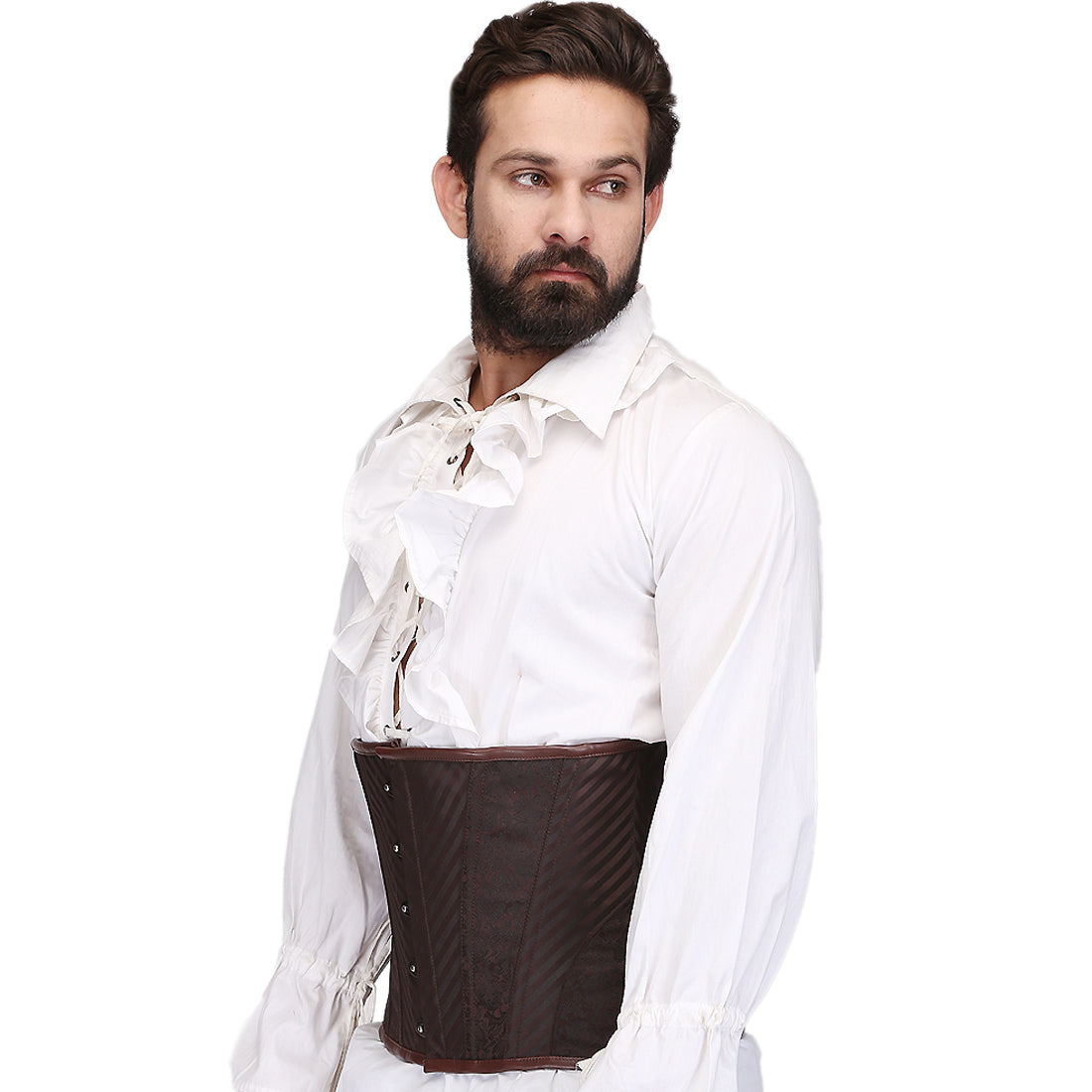 Tiamat Brown Steel Boned Waist Reducing Underbust Men's Corset - Corset Revolution