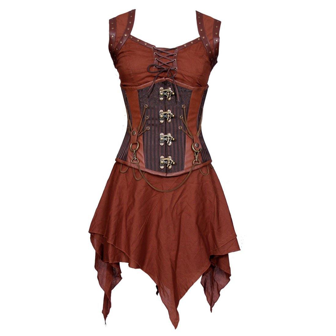Xochit Steampunk Authentic Steel Boned Underbust Corset Dress – Wholesalenext Xochit Steampunk Authentic Steel Boned Underbust Corset Dress – Wholesalenext