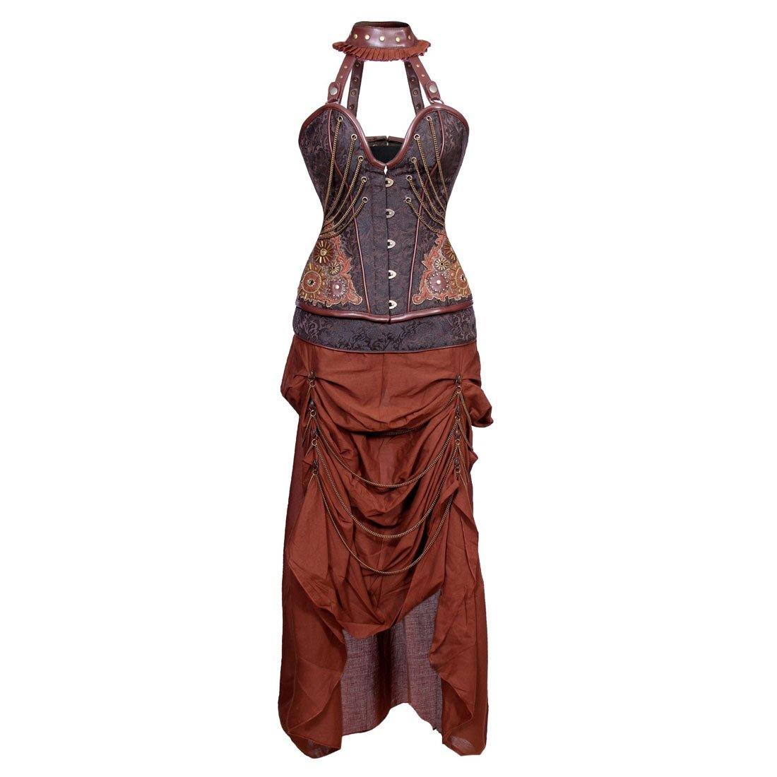 Krystiyan Steampunk Authentic Steel Boned Overbust Corset Dress –  Wholesalenext