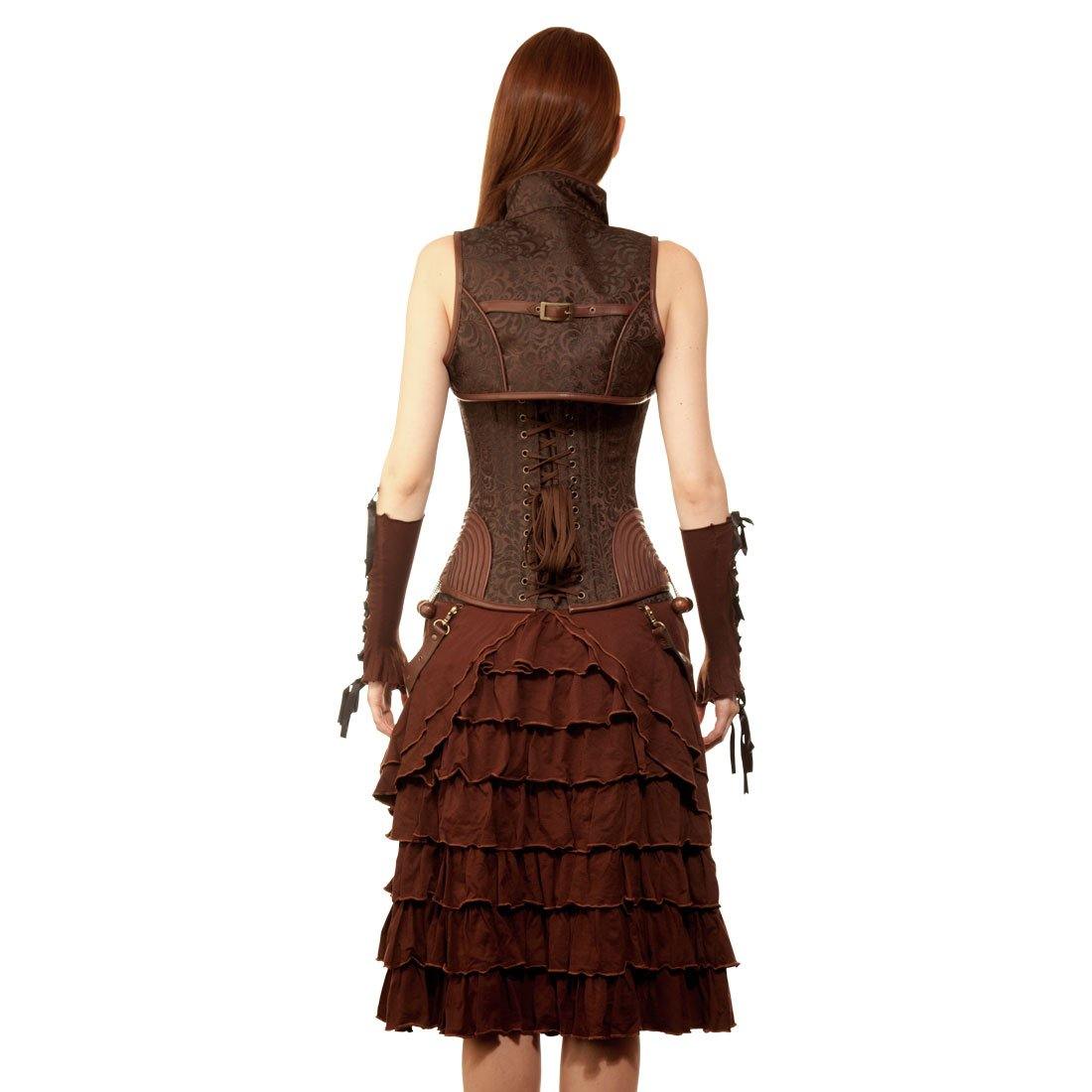 Taanach Steampunk Authentic Steel Boned Overbust Corset Dress - Corset Revolution