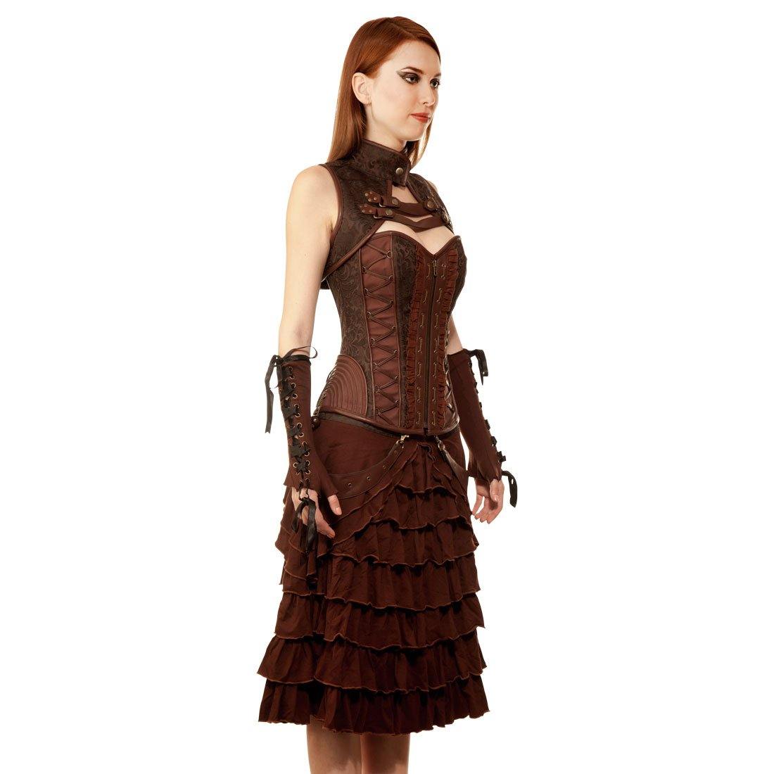 Taanach Steampunk Authentic Steel Boned Overbust Corset Dress - Corset Revolution