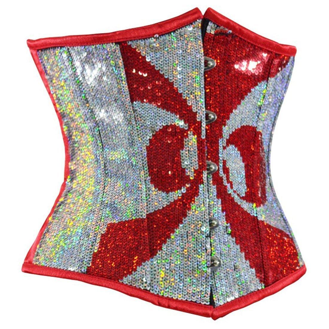 Abstract Red Silver Underbust Corset - Corset Revolution