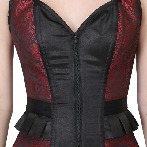 Gothic Waist Frill Steel Boned Overbust Corset with shoulder support Easto Garments
