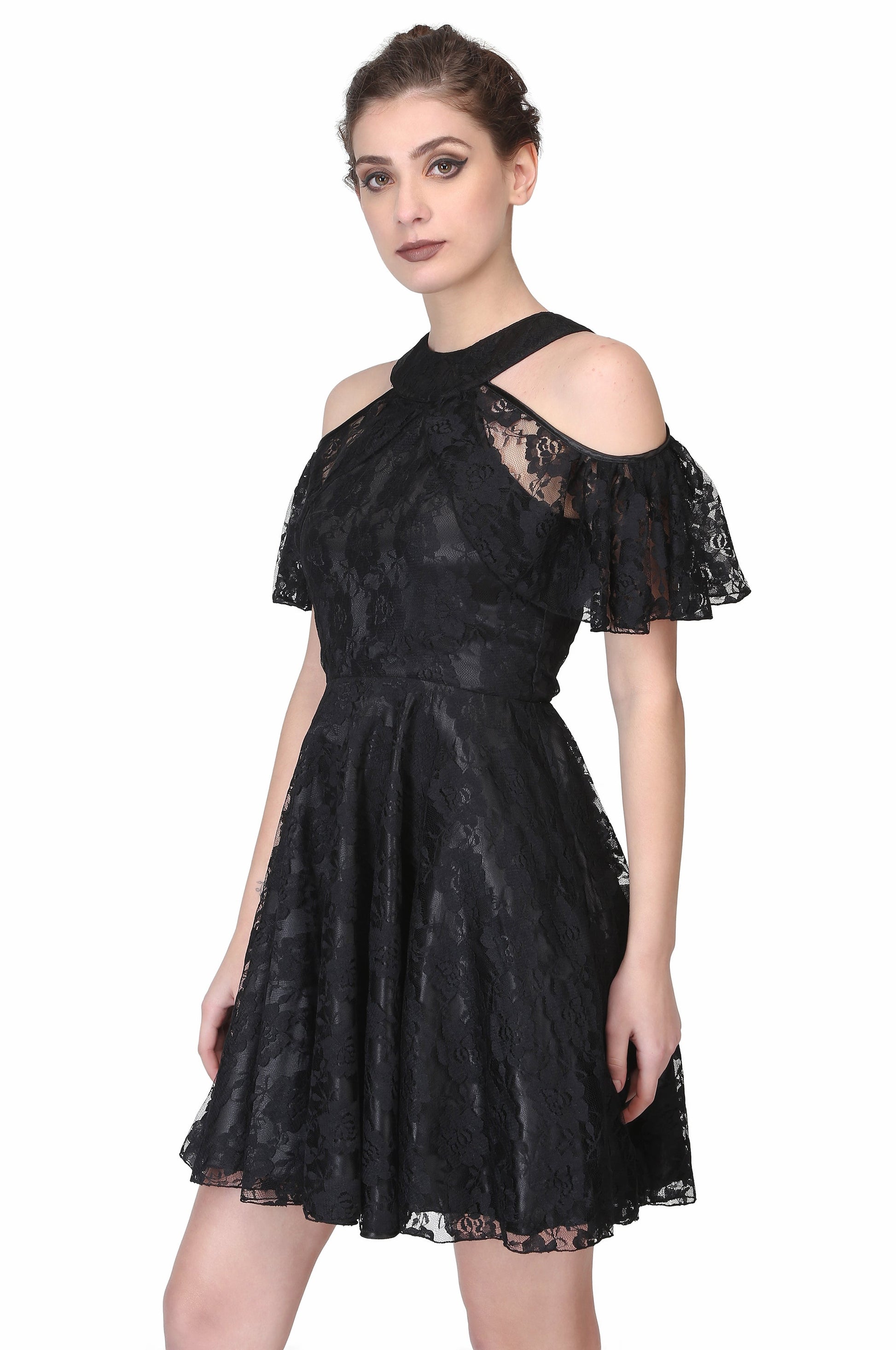 Black Floral Mesh Gothic Dress - Corset Revolution