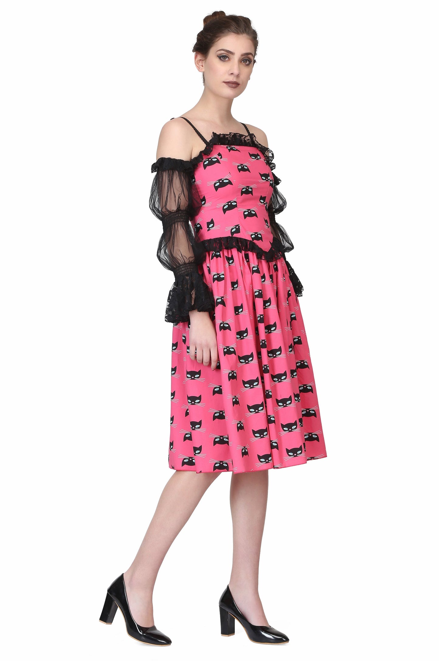 CAT PRINT RUFFEL DRESS. - Corset Revolution