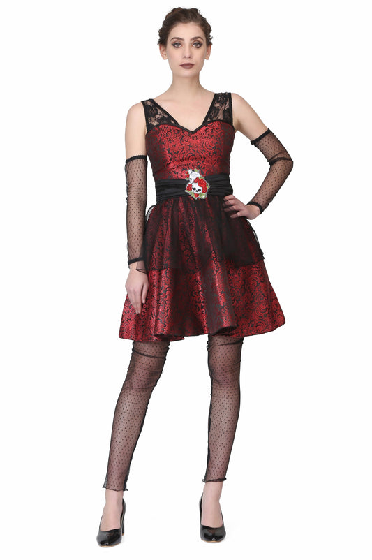 Black/red brocade Gothic dress - Corset Revolution