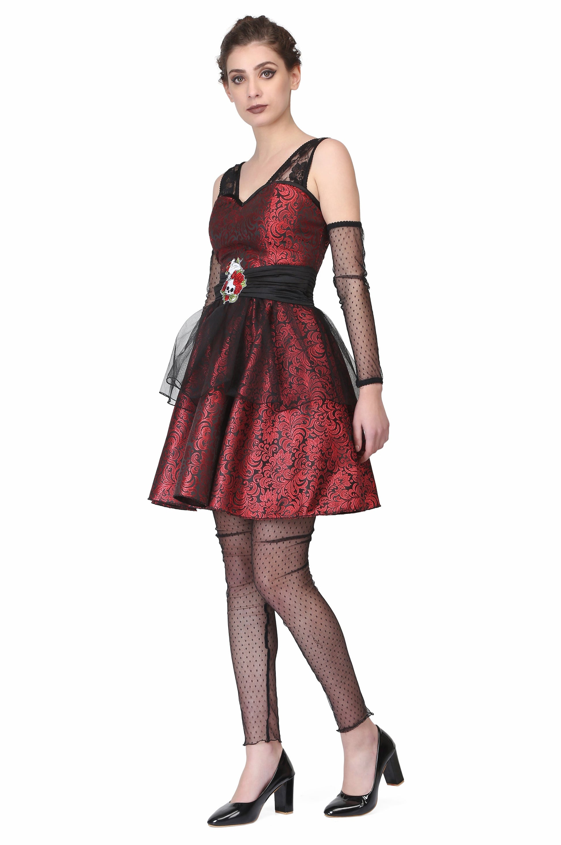 Black/red brocade Gothic dress - Corset Revolution