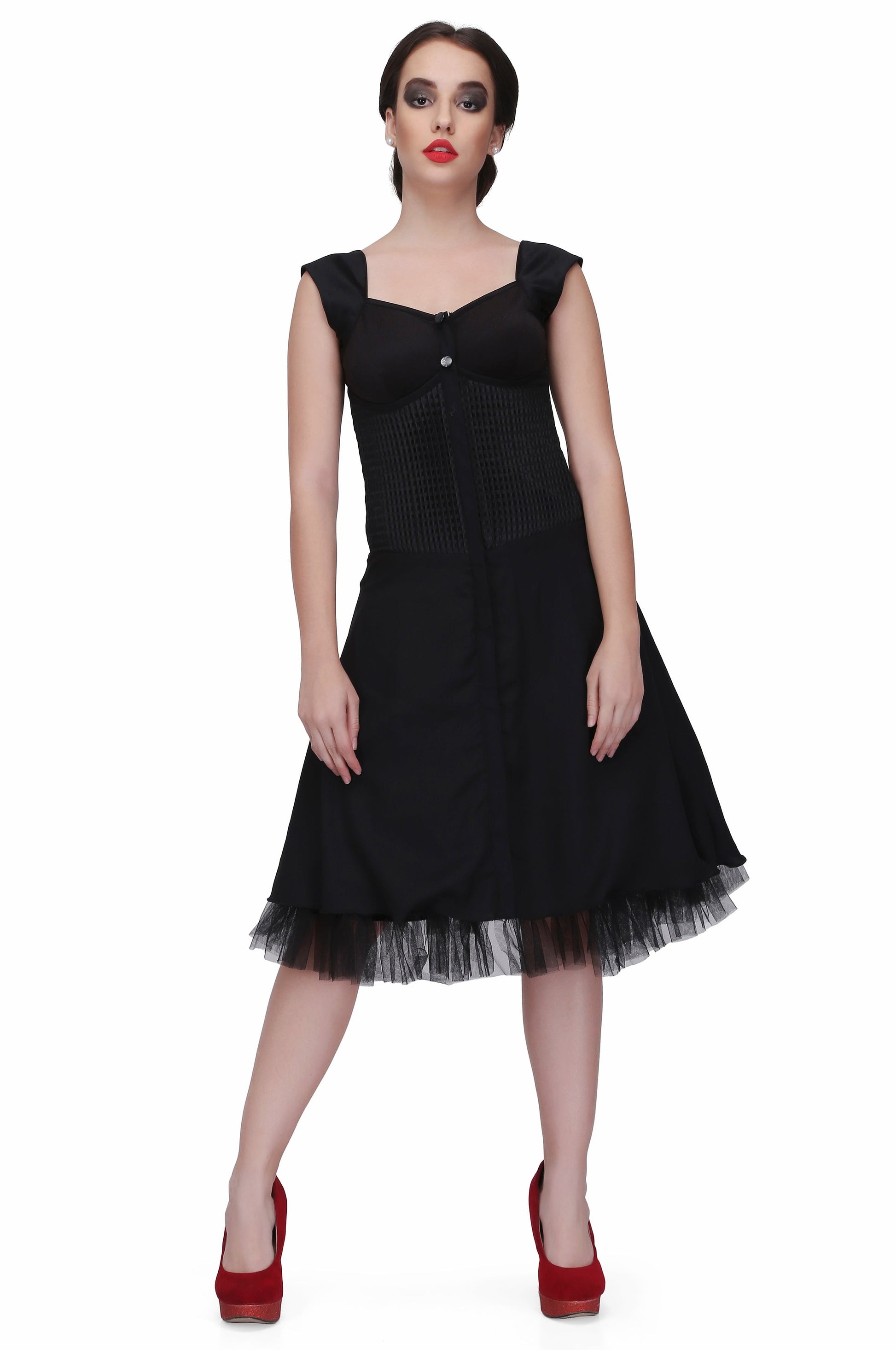 Black flared fitted corset dress - Corset Revolution