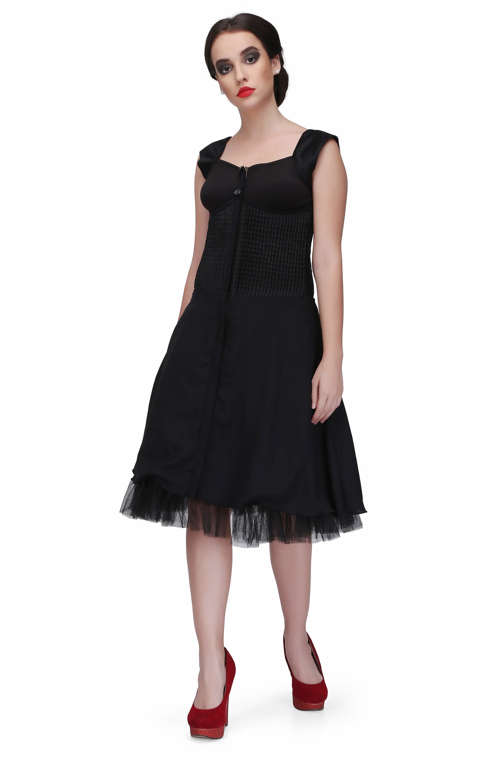 Black flared fitted corset dress - Corset Revolution