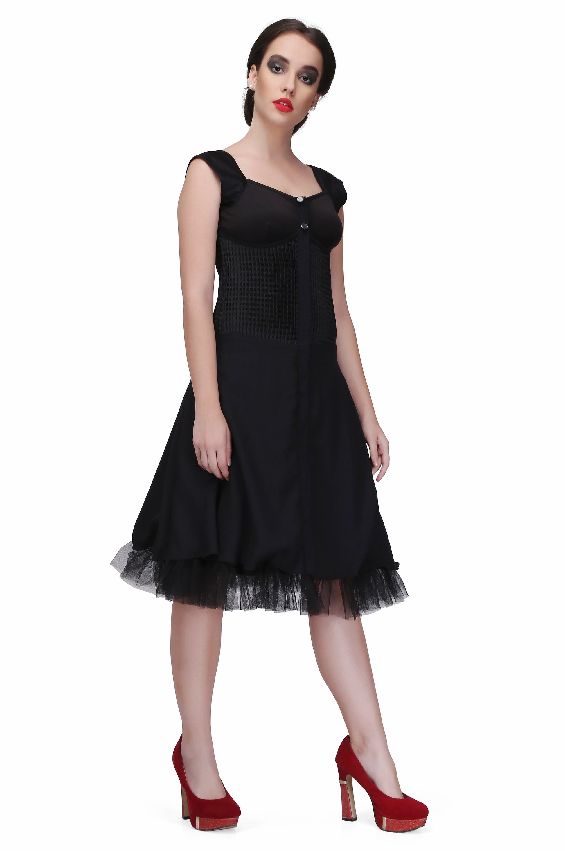 Black flared fitted corset dress - Corset Revolution