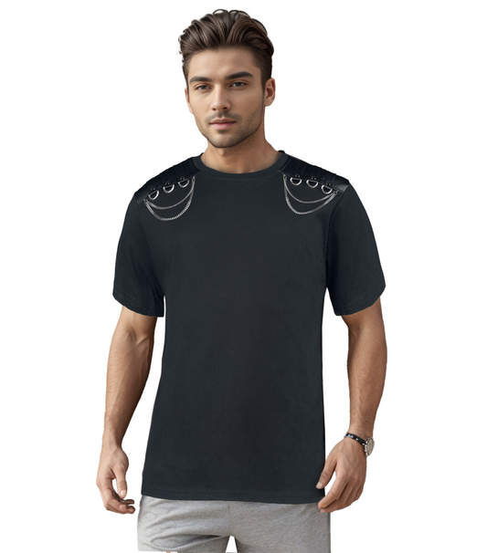 Andras Gothic Style Plain Black T-Shirt