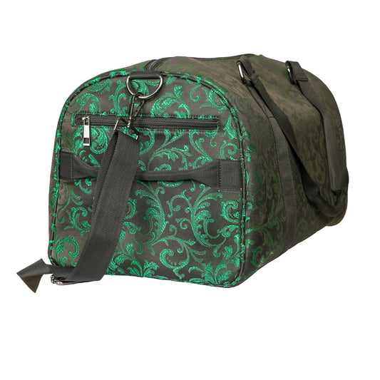 Emerald  Green and Black Brocade Duffel Bag