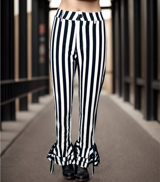 Steampunk Striped Pants with Ruffles
