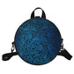 Blue Brocade And Faux Leather Round Handbags
