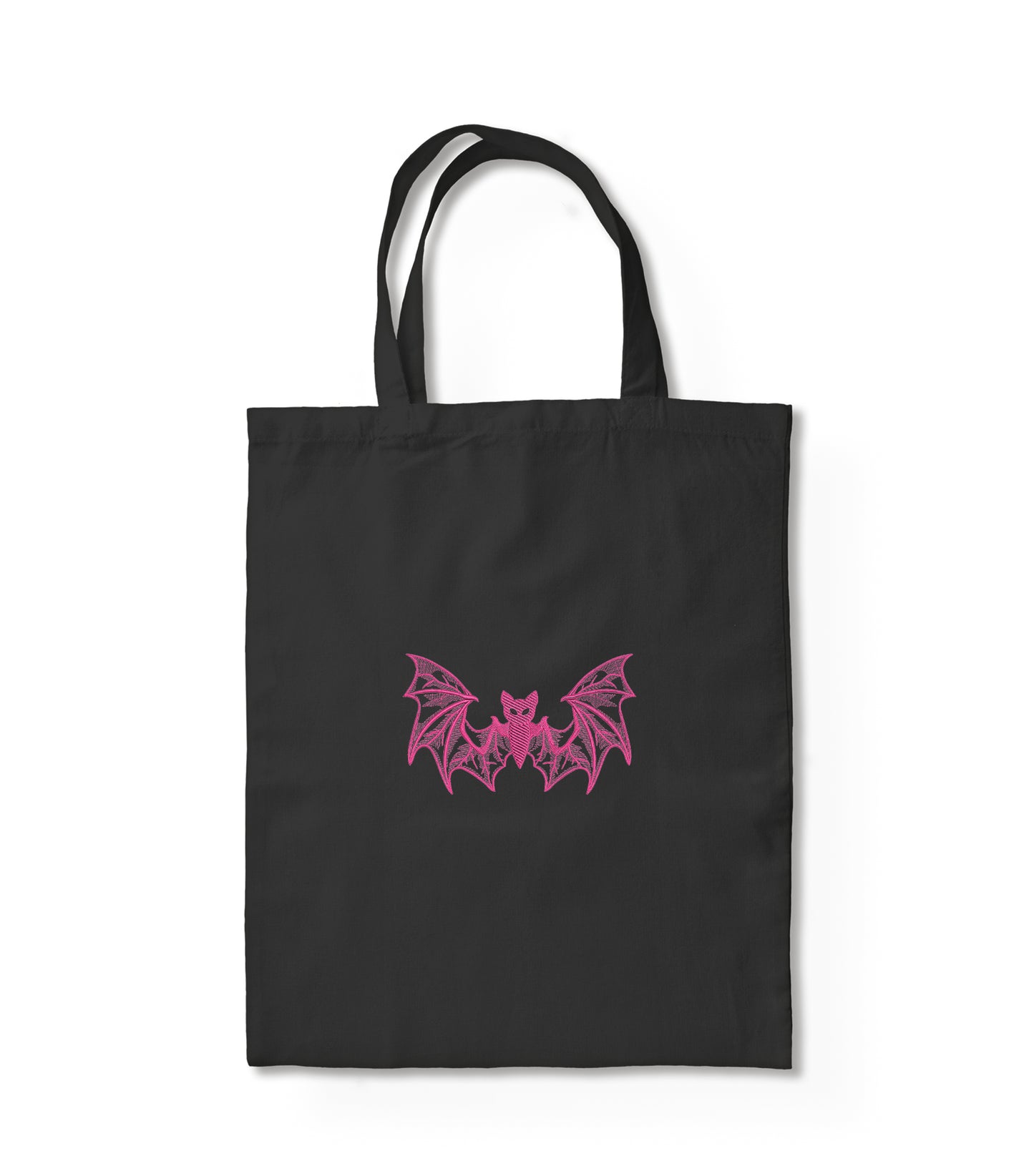 Pink Winged Bat Hand Embroidery Tote Bag